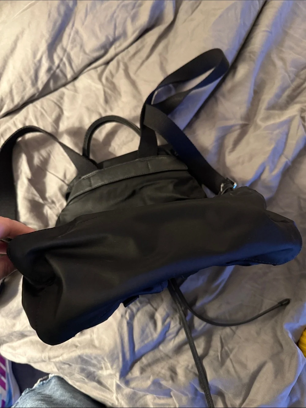 Small Tory Burch Black Nylon Backpack.